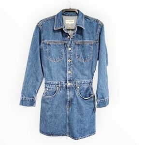 Nwt SLVRLAKE Jagger Premium Denim Collared Long Dress Mini Dress M